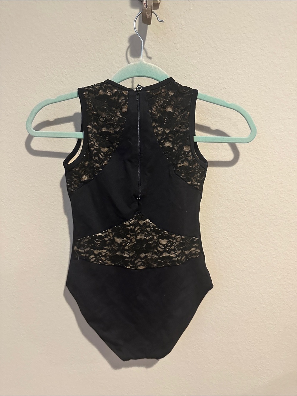 Theatricals Lace Insert Zip Back Black Ballet Leotard - Picture 3 of 5